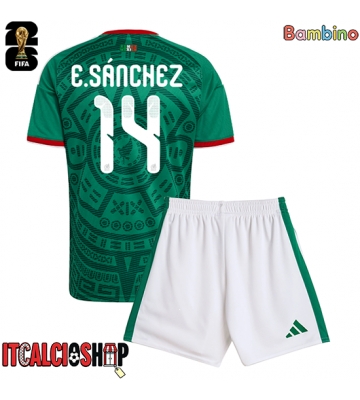 Messico Erick Sanchez #14 Prima Maglia Bambino Mondiali 2026 Manica Corta (+ Pantaloni corti)
